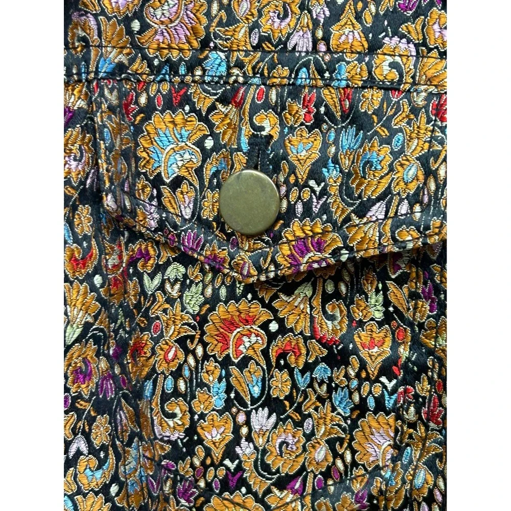 Coldwater Creek Jacket Women L‎ Multicolor Floral Tapestry Jacquard Button Front